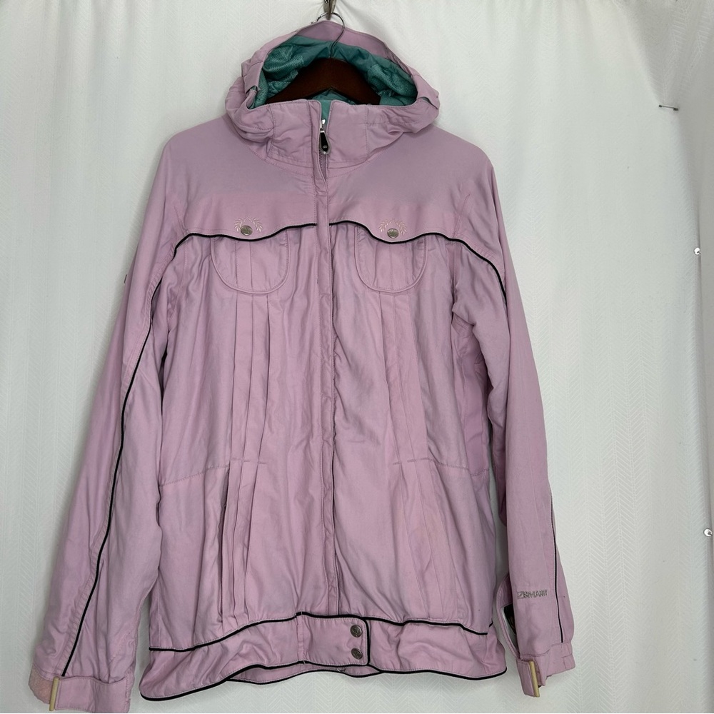 686 smarty snowboard jacket pink large hooded ski